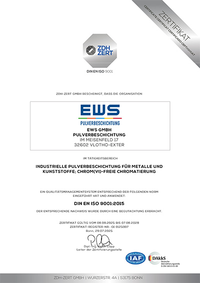 Zertifikat Pulverbeschichtung